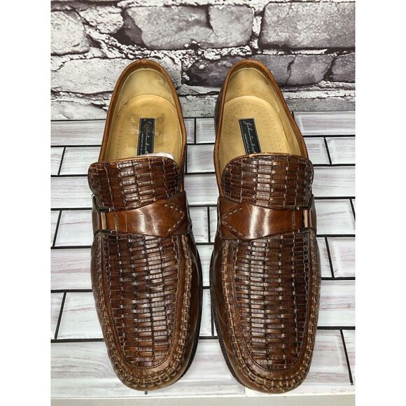 Johnston & Murphy Handcrafted Brown Leather Weaves Dress Loafers Men 11M US/44EU - Picture 2 of 16